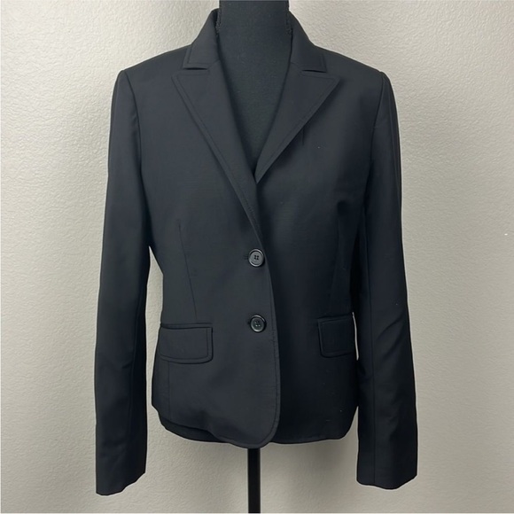 J. Crew Wool Suiting Blazer Black Two Button Pointed Notched Collar Jacket - Picture 2 of 11